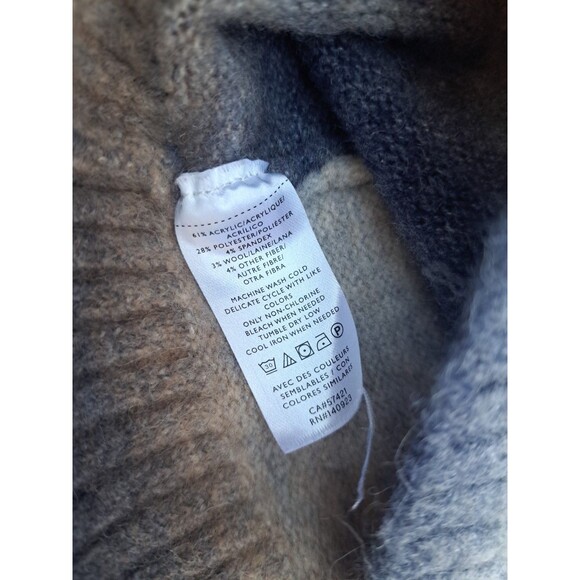 LOFT Womens Medium Sweater Pullover Turtle Neck Stripe Ombre Blue Oversized Soft - Picture 5 of 6